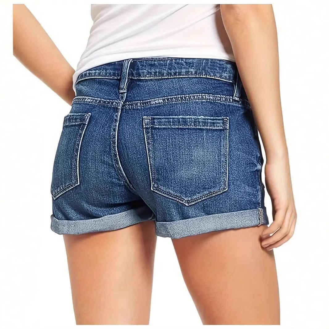 Women's Stretch Ripped Denim Casual High Waist Shorts