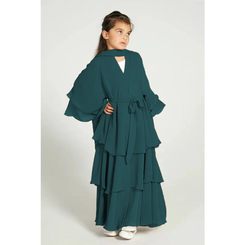 Children's Chiffon Elegant Belted Sweet Fresh Without Dress