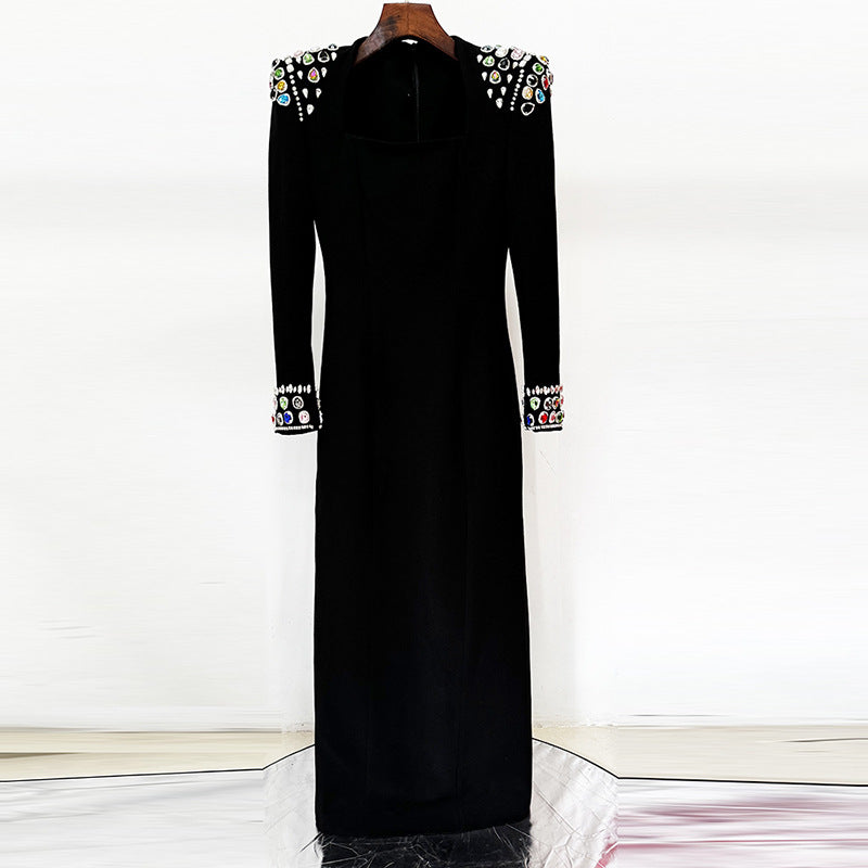 Pretty Elegant Long-sleeved With Diamonds Formal Dress
