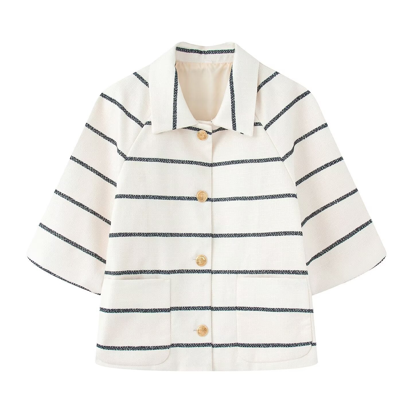 Women's Summer Fashion Striped Classic Style Short-sleeved Suits