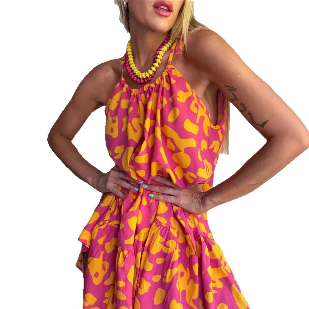 Classy Pretty Women's Summer Sleeveless Printed Dress