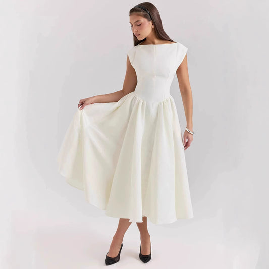 Women's Dress For French Minority Mid-length Solid Dresses