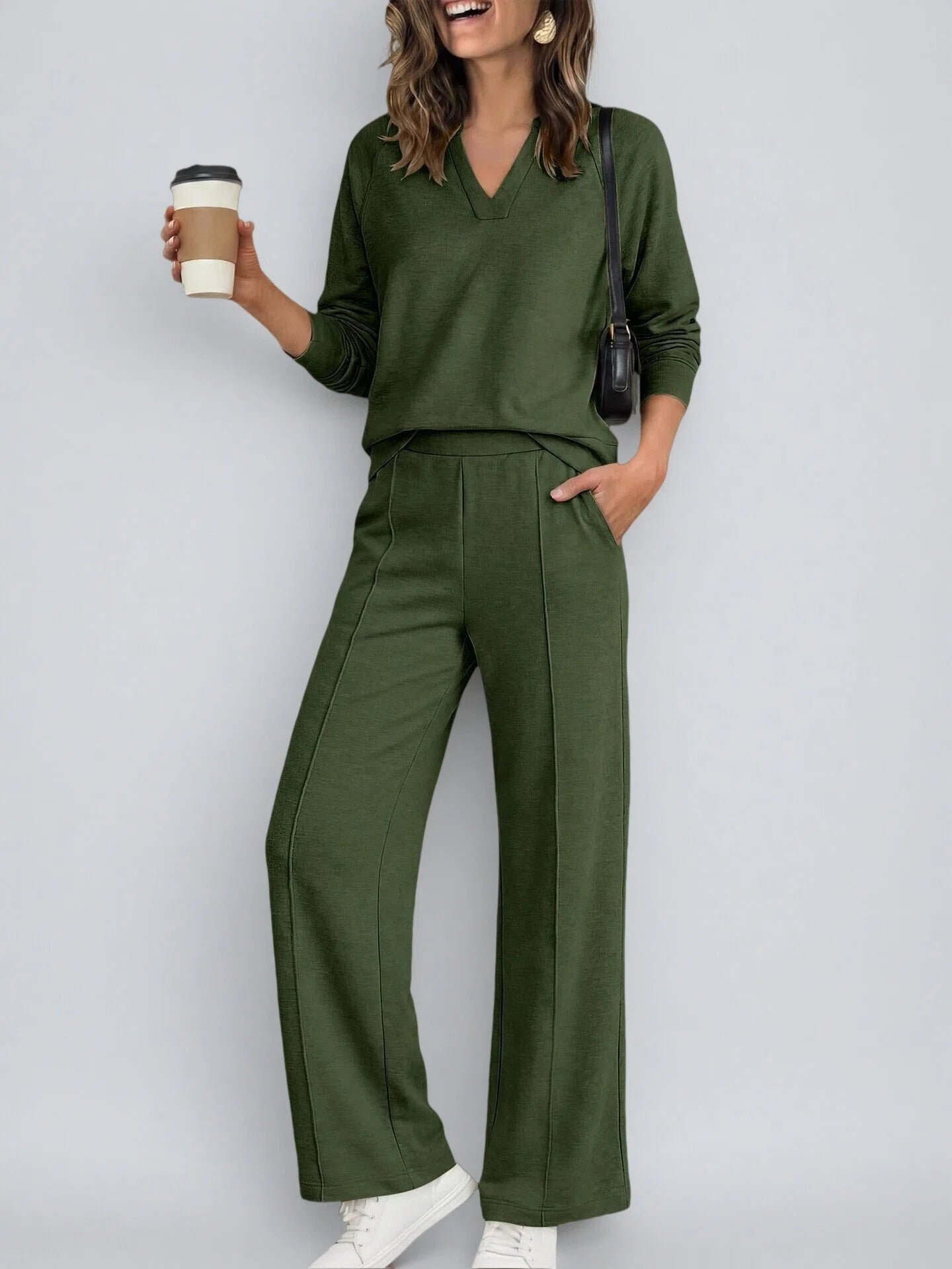 Women's Sportswear Solid Color Long-sleeved Trousers Fashion Casual Suit