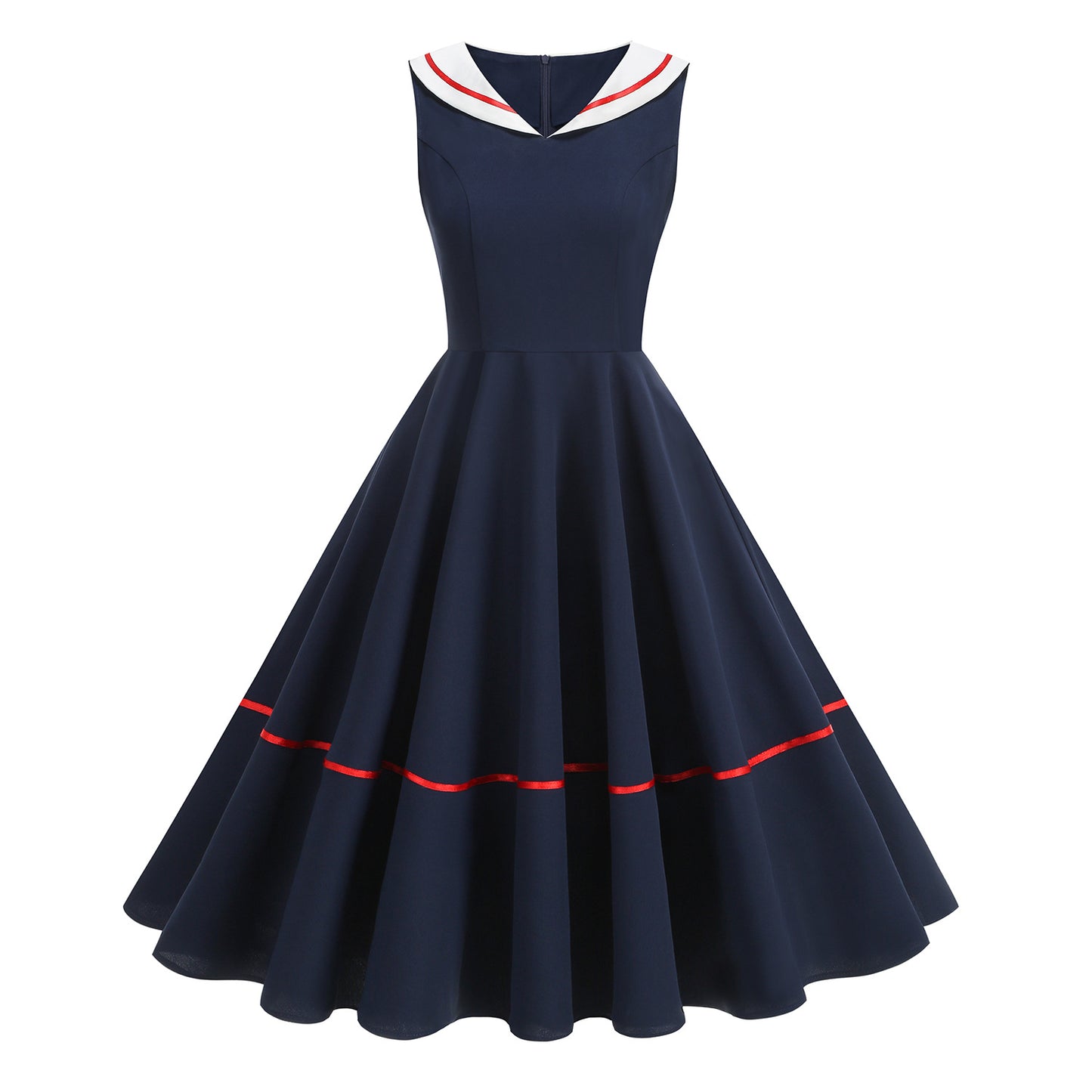 Women's Retro Navy Style Ribbon Hepburn Big Dress