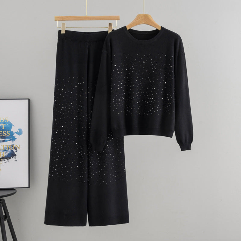 Women's European Goods Starry Rhinestone Long-sleeved Loose Suits