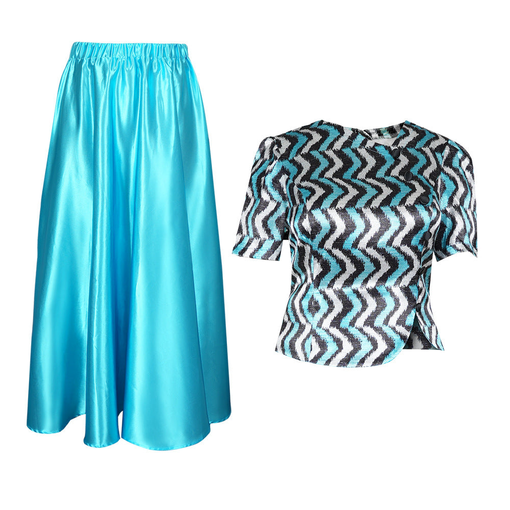 Women's T-shirt Dress African Wear Crystal Satin Dresses