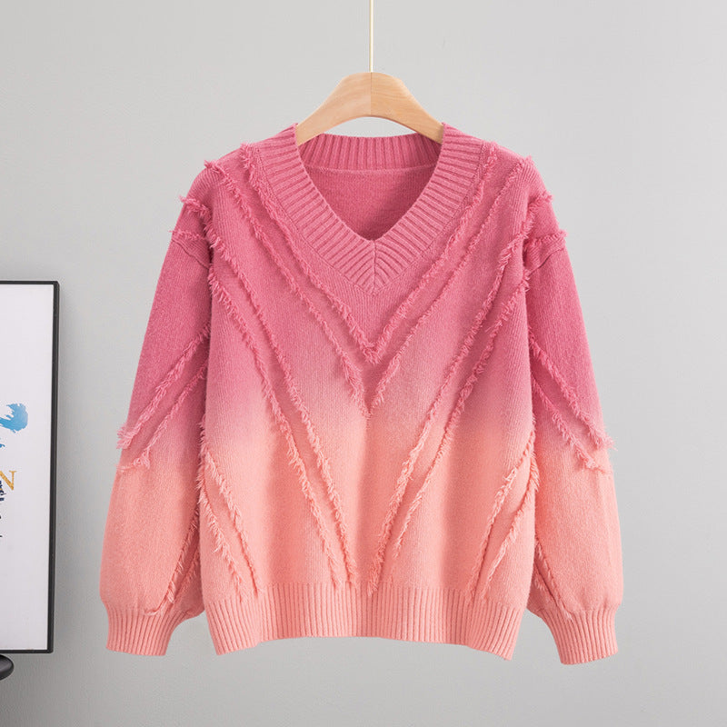 Women's Gradient Idle Style Loose Knitted Tide Women's Sweater