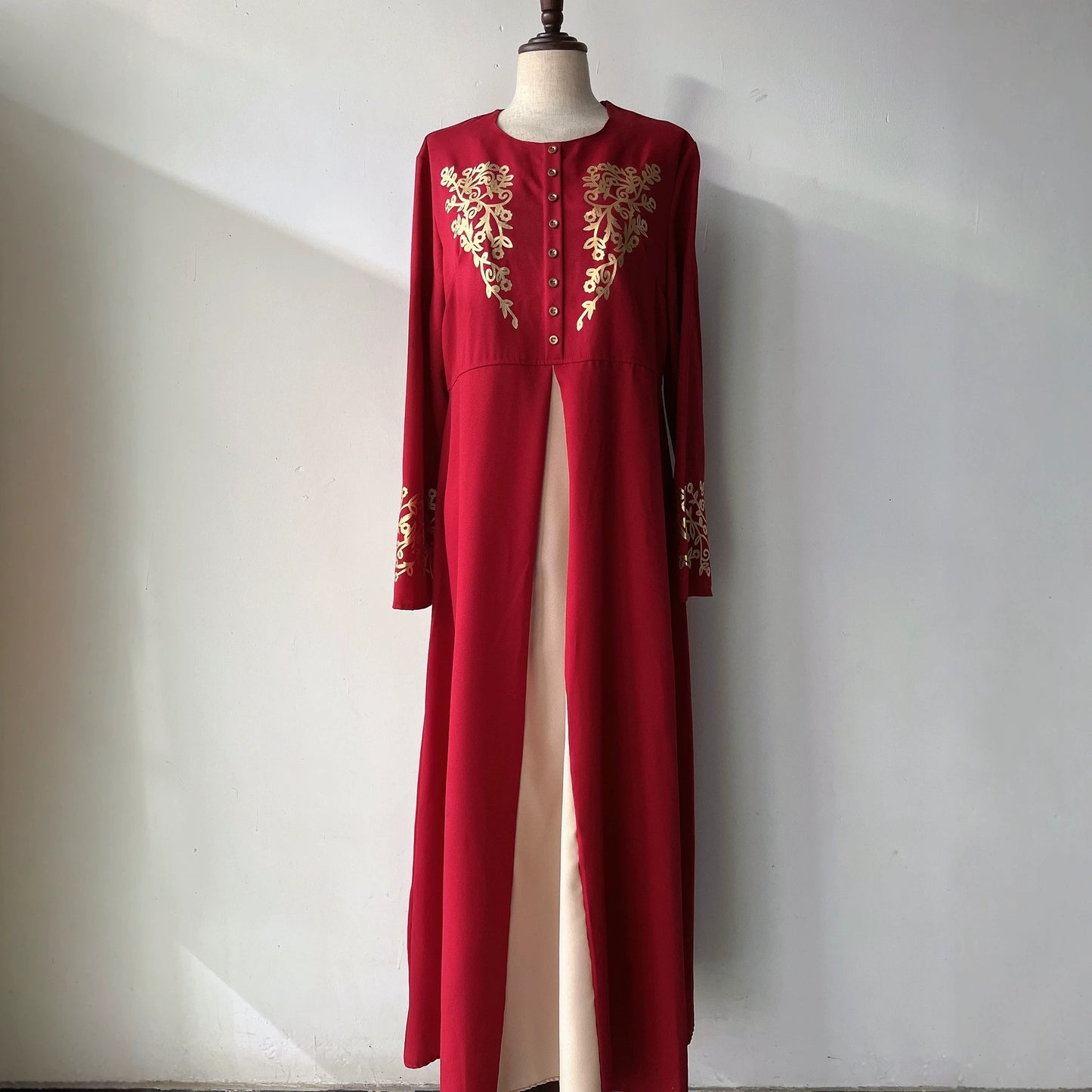 Long Contrast Color Slim Fit Temperament Bronzing Dress