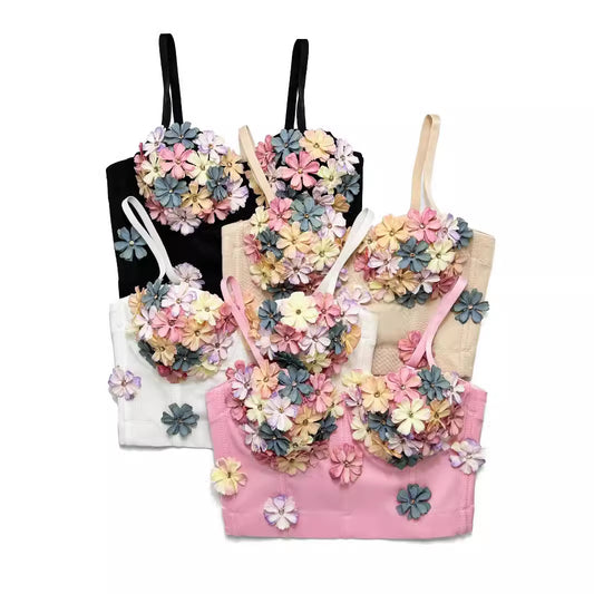 Three-dimensional Little Flower High-grade Cute Sweet Inner Wear Can Tops