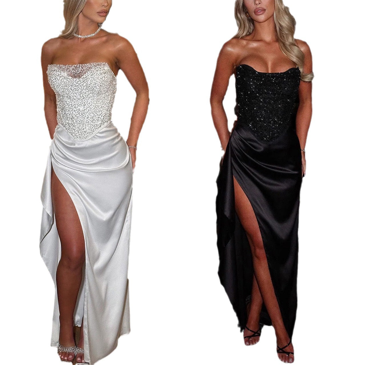 Women's Elegant Sexy Sequined Tube High Waist Tops