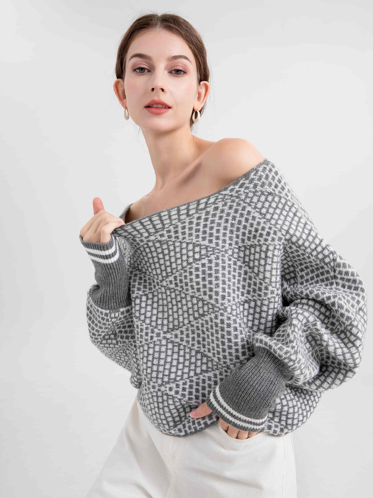 Women's Long Sleeve Plaid Pullover Outerwear Tops