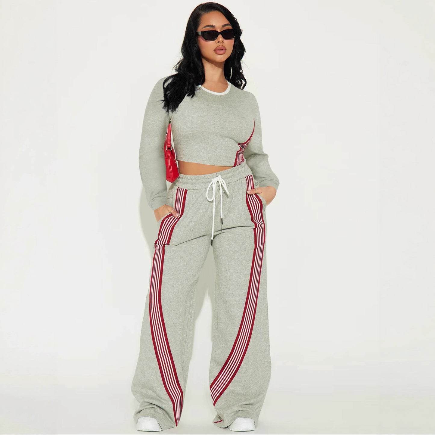 Women's Fashion Casual Long Sleeve Side Striped Suits