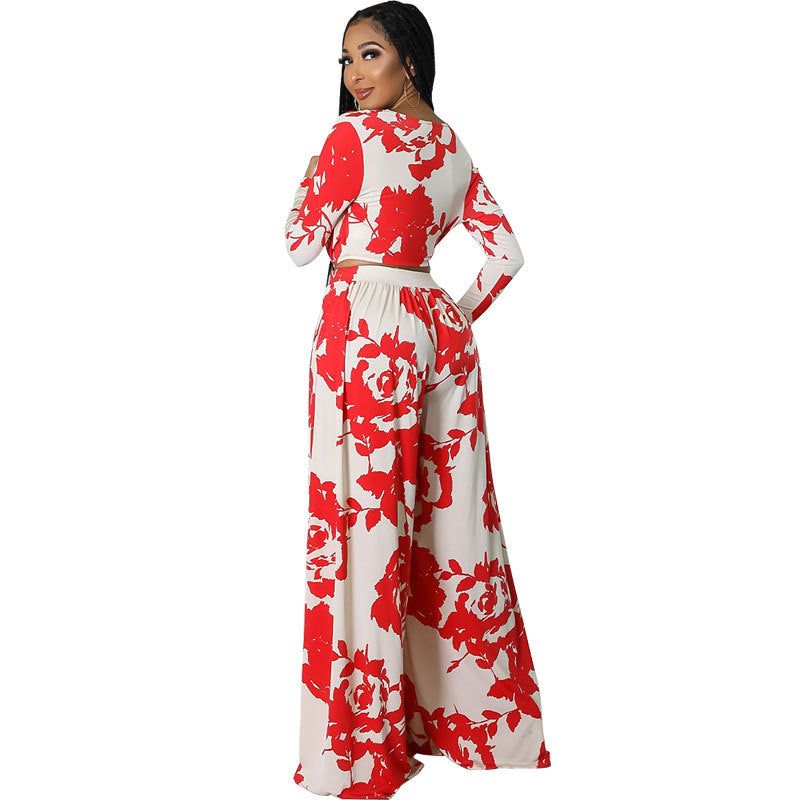 Comfortable Charming Long Sleeve Two-piece Printing Fashion Casual Suit