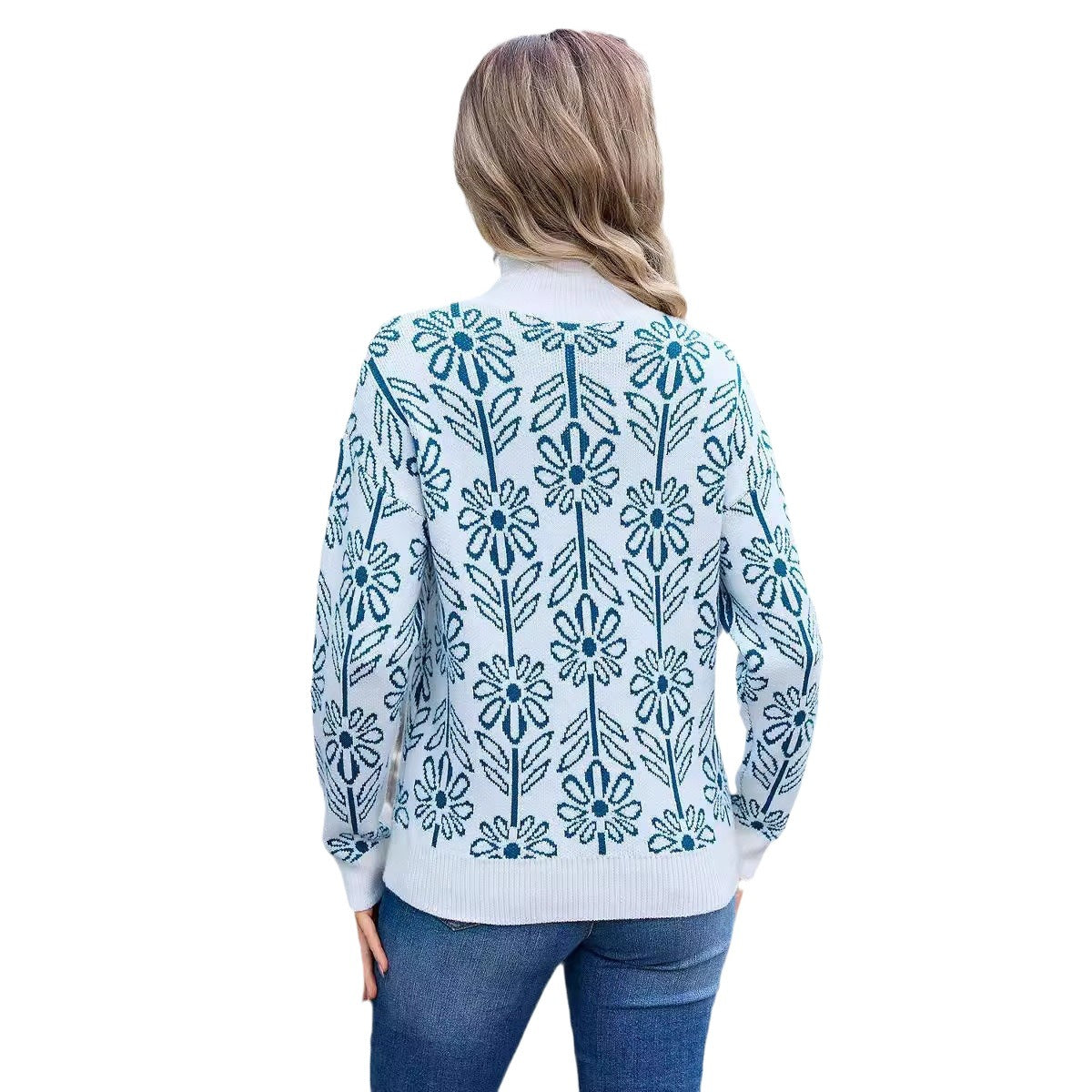 Women's Spring Turtleneck Flower Large For Sweaters