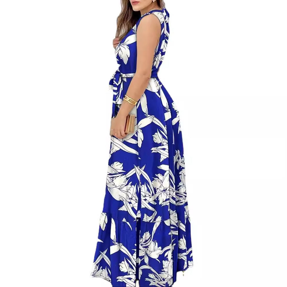 Women's Summer Halter Printed Ruffled Dress Dresses