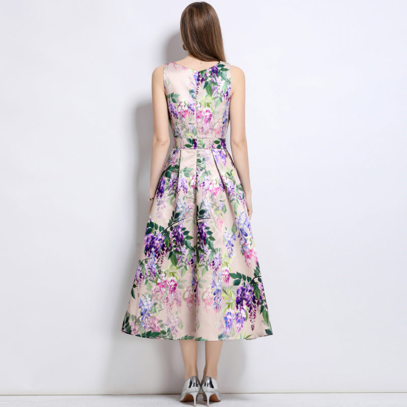 Women's Elegance Sleeveless Dress Summer High-grade Printed Dresses