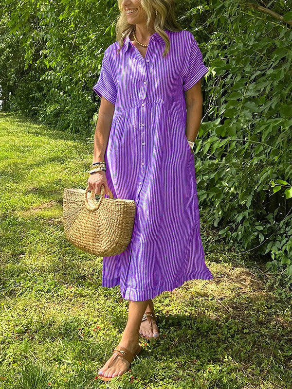 Women's Sleeve Shirt Summer Casual Cotton Linen Skirts