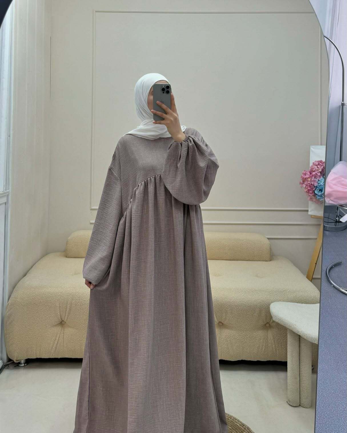 Women's Muslim Wear Robe Solid Color Loose Dresses
