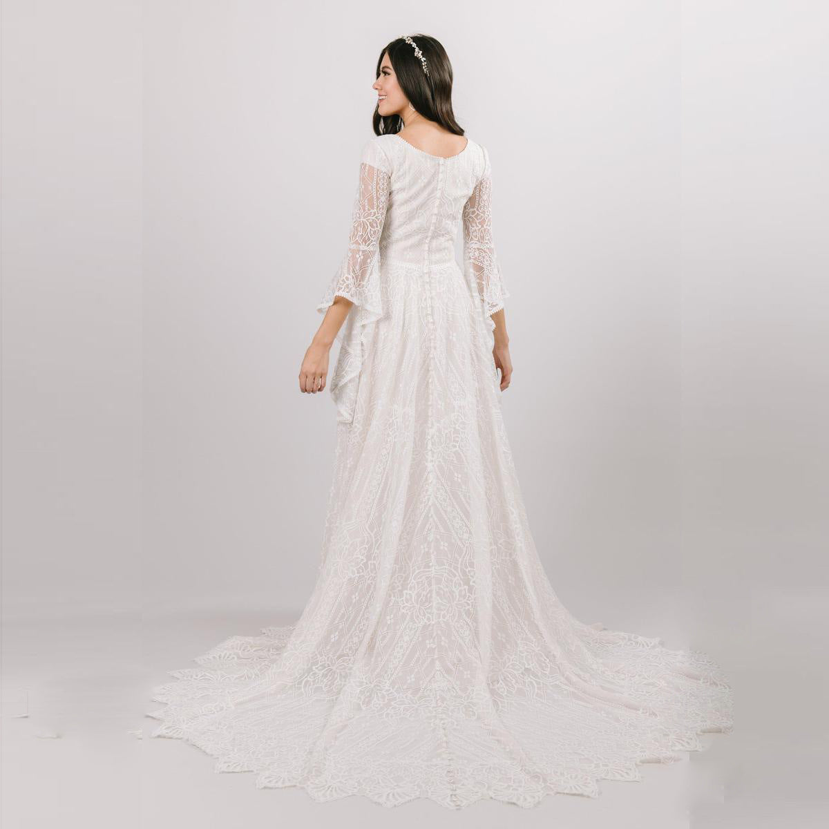 Women's Sleeve Lace Loose Elegant Pregnant Graphy Wedding Dresses