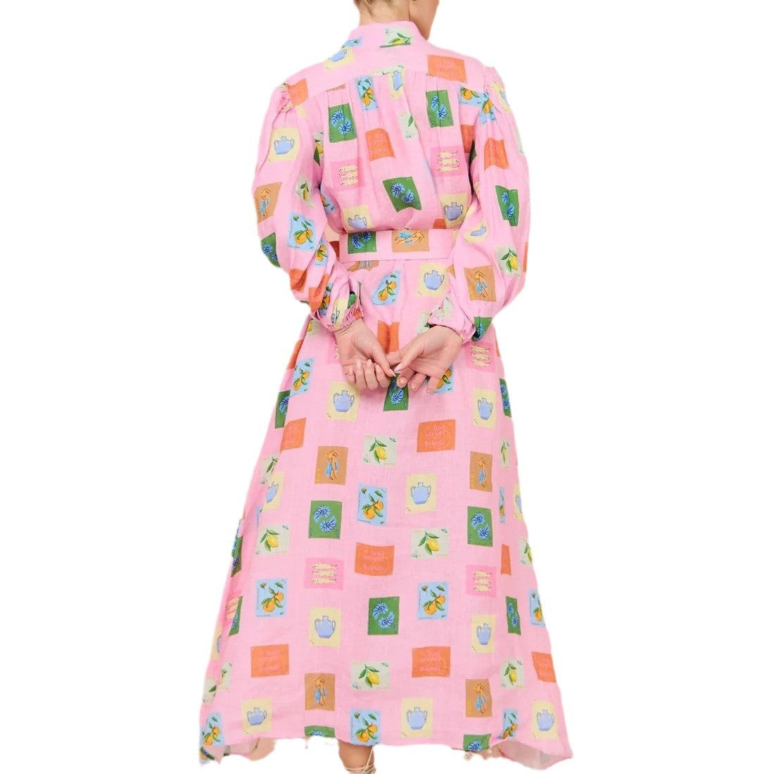 Long Casual Lantern Sleeve Fashion Printing Dress