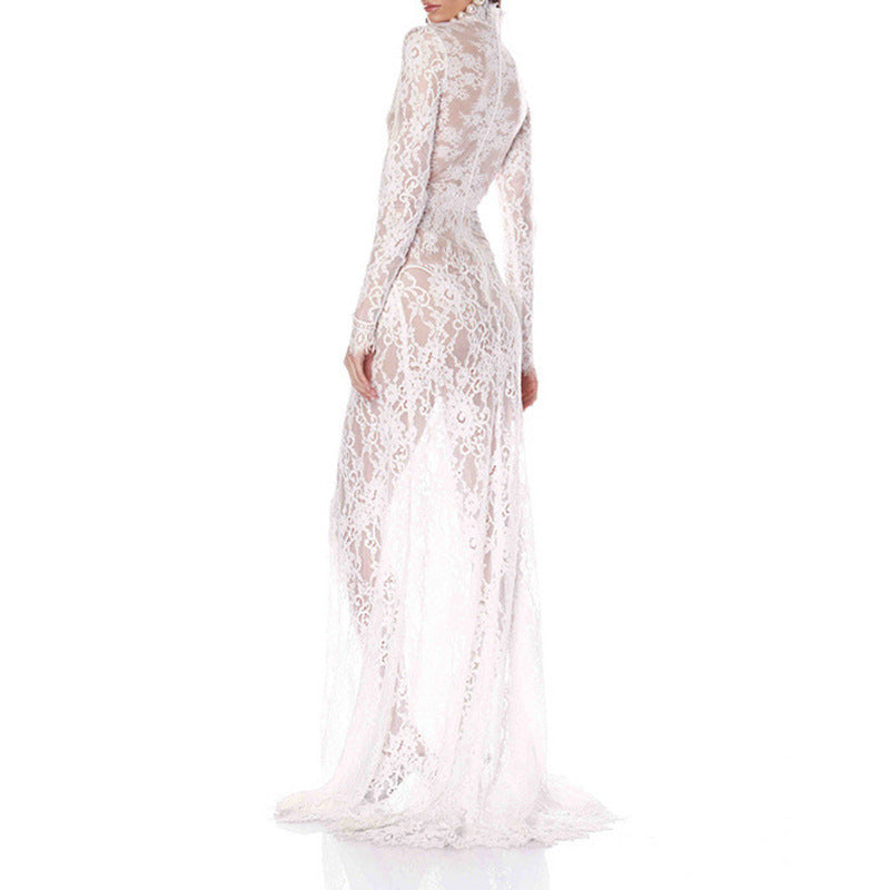 Women's High-grade Lace Fabric Backless Sexy Dress Dresses