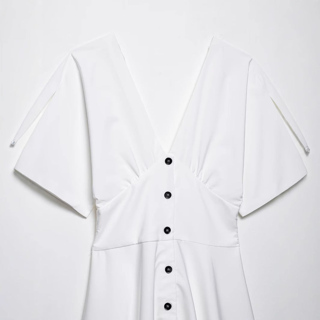 Women's Series Button Decoration Midi Dress Dresses