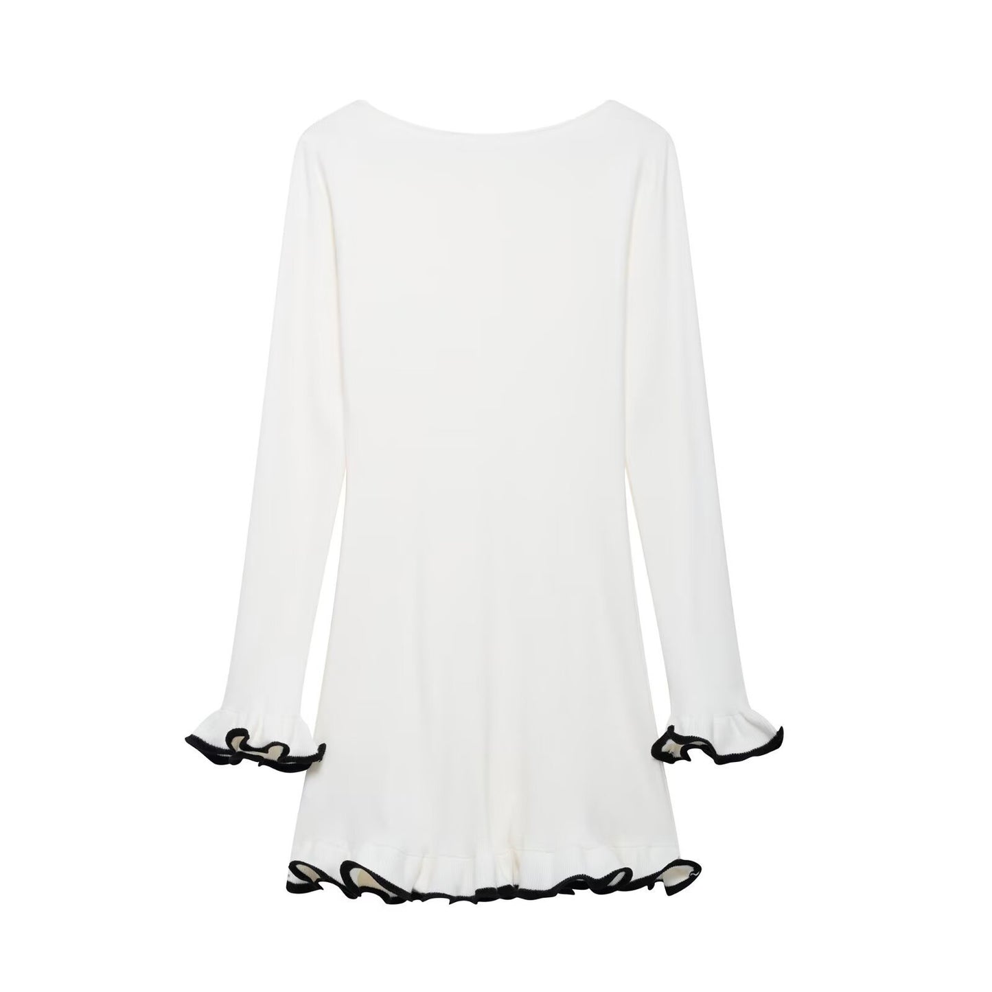 Knitted Dress Long Sleeve Spring Temperament Contrast Color Skirts