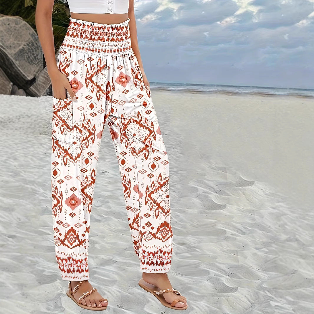 Women's Loose High Waist Print Casual Pants