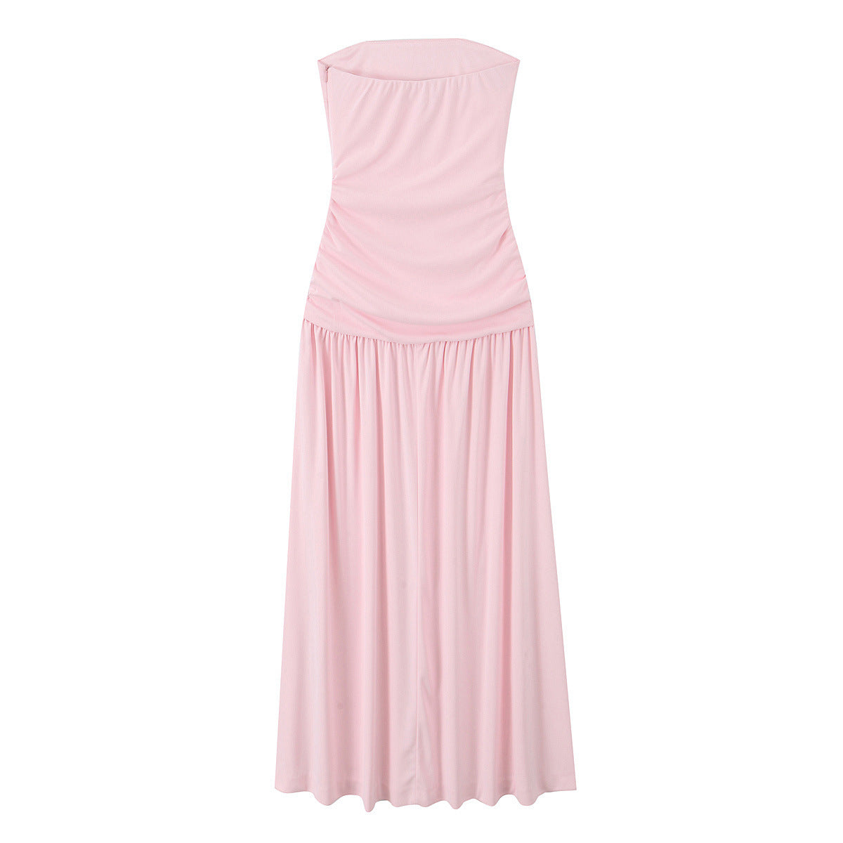 Women's French Pleated Strapless Sleeveless Long Dress Dresses