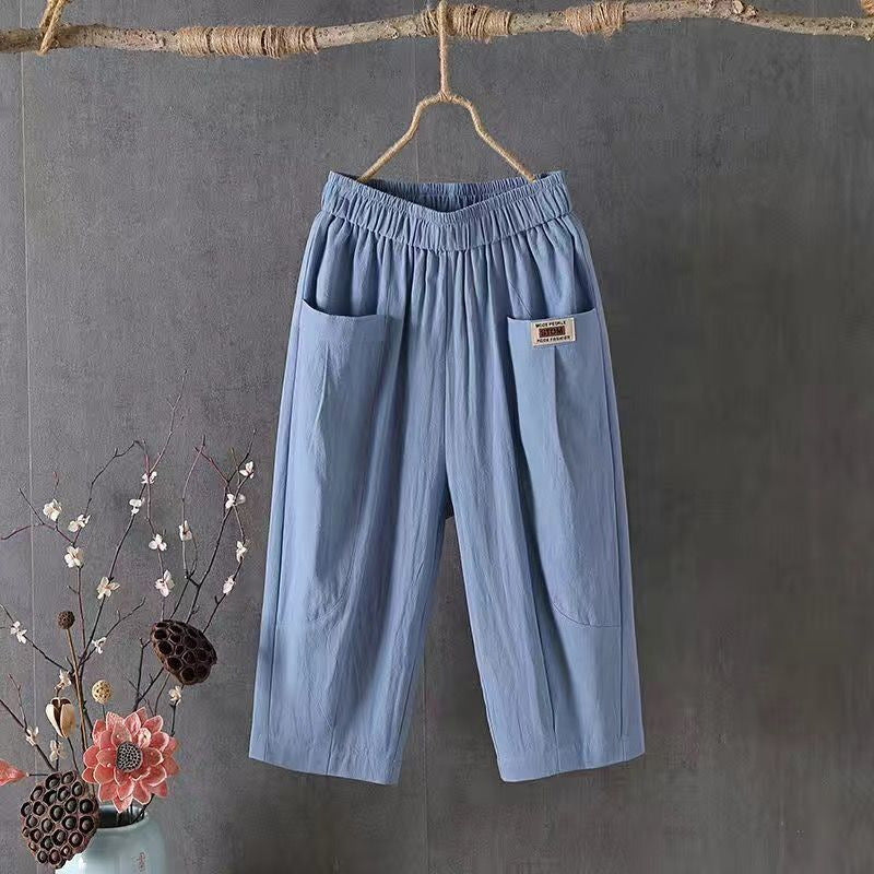 Women's Capri Summer Loose Comfort Breathable Elastic Waist Pants