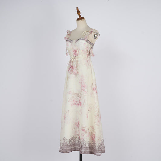 Summer Floral Print Sling Fishbone Fairy Dresses