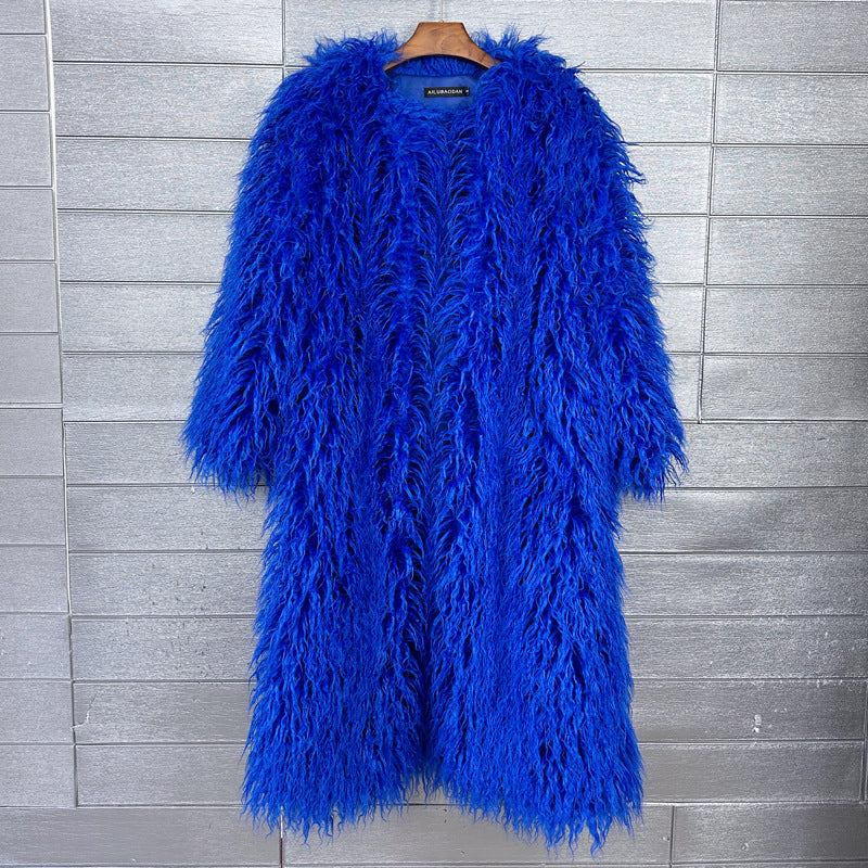 Imitation Tan Wool Extended Furry Color Coats
