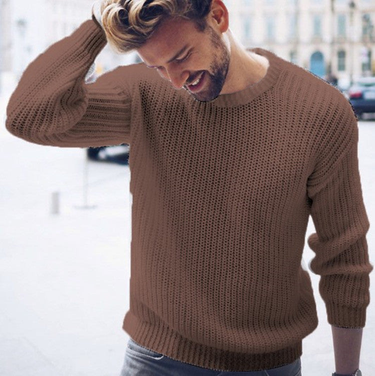 Men's Casual Round Neck Pullover Knitted Sweater