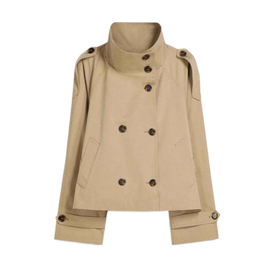 Women's Temperament Commute Stand Collar Double Breasted Coats