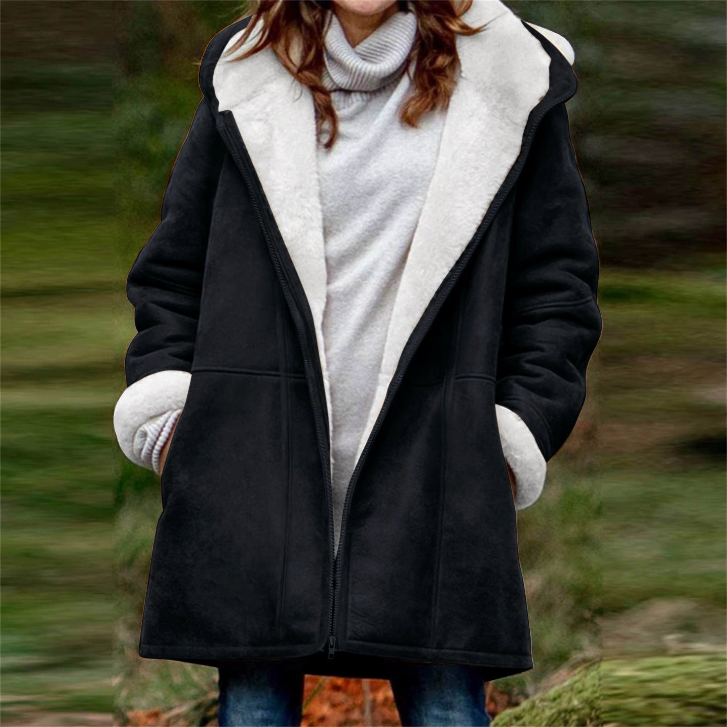 Women's Casual Loose Veet Thickened Solid Color Coats