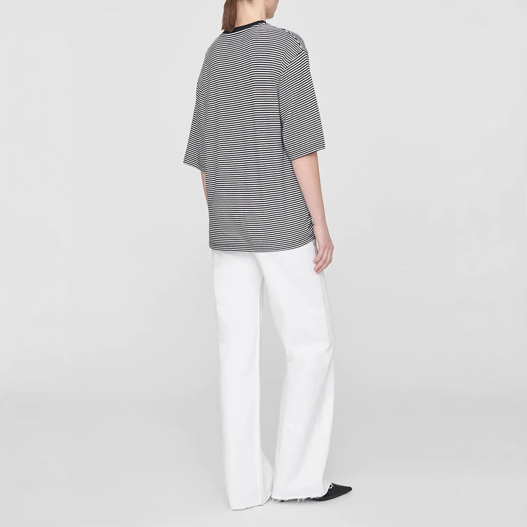 Women's American Niche Classic Embroidered Striped Loose Blouses