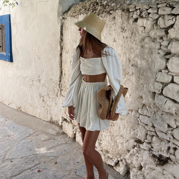Women's Fashion Tube Backless Pleated High Waist Suits