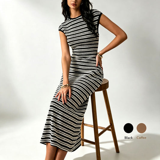 Women's Fashion Striped Sleeveless Slim Knit One-step Skirts