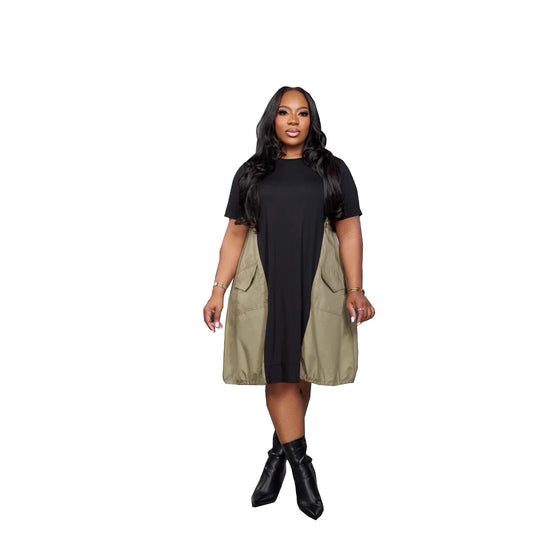 Women's Summer Dress Fashion Design Stitching Loose Plus Size