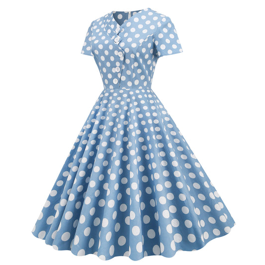 Women's Collar Polka Dot Elegant Picnic Swing Dresses