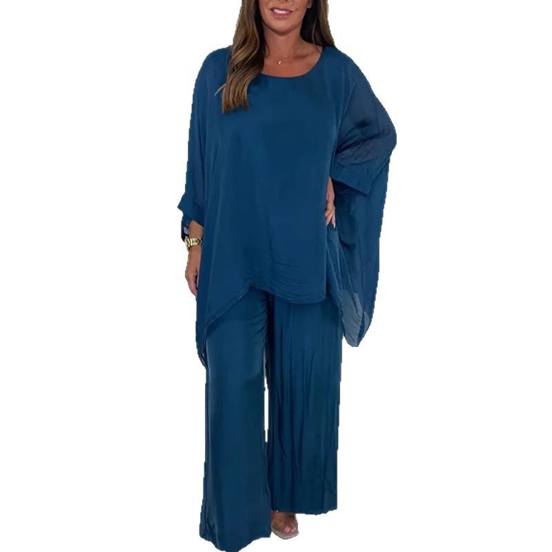 Fashion Loose Chiffon Long Sleeve Wide Suits