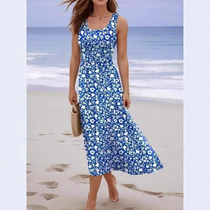 Women's Spaghetti Straps Sleeveless Comfortable Seaside Vacation Beach Dress