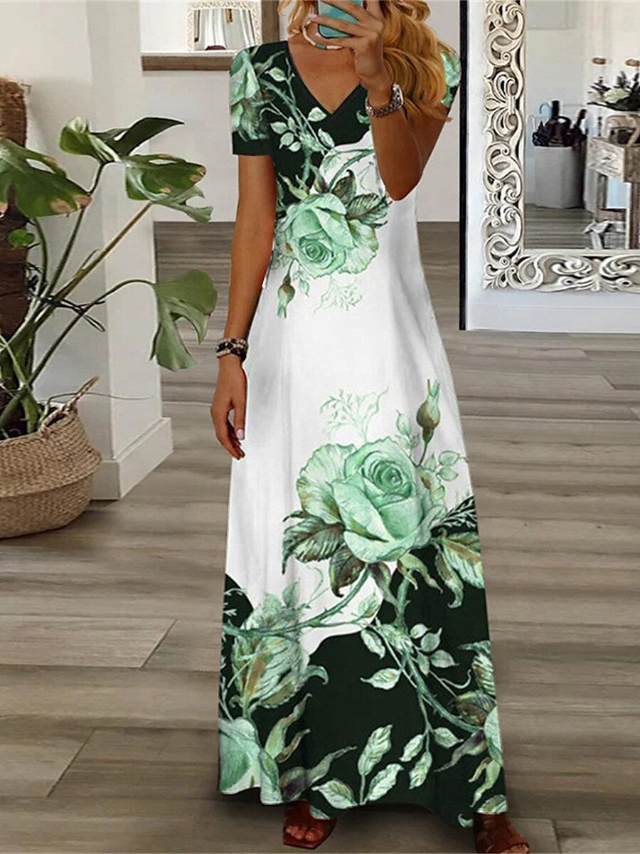 Women's Fashion Positioning Printed Sleeve Dress Dresses
