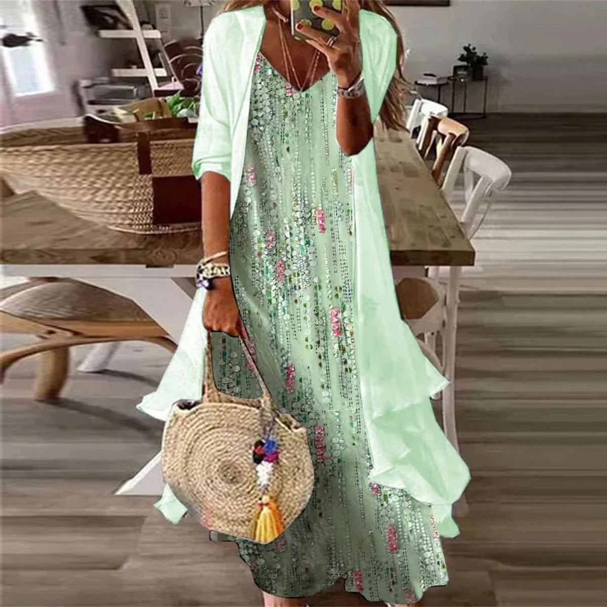 Women's Commute Style Dignified Goddess Idle Digital Dresses