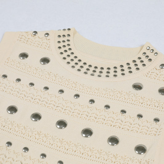 High Quality Summer Sleeveless Round Neck Rivet Dresses