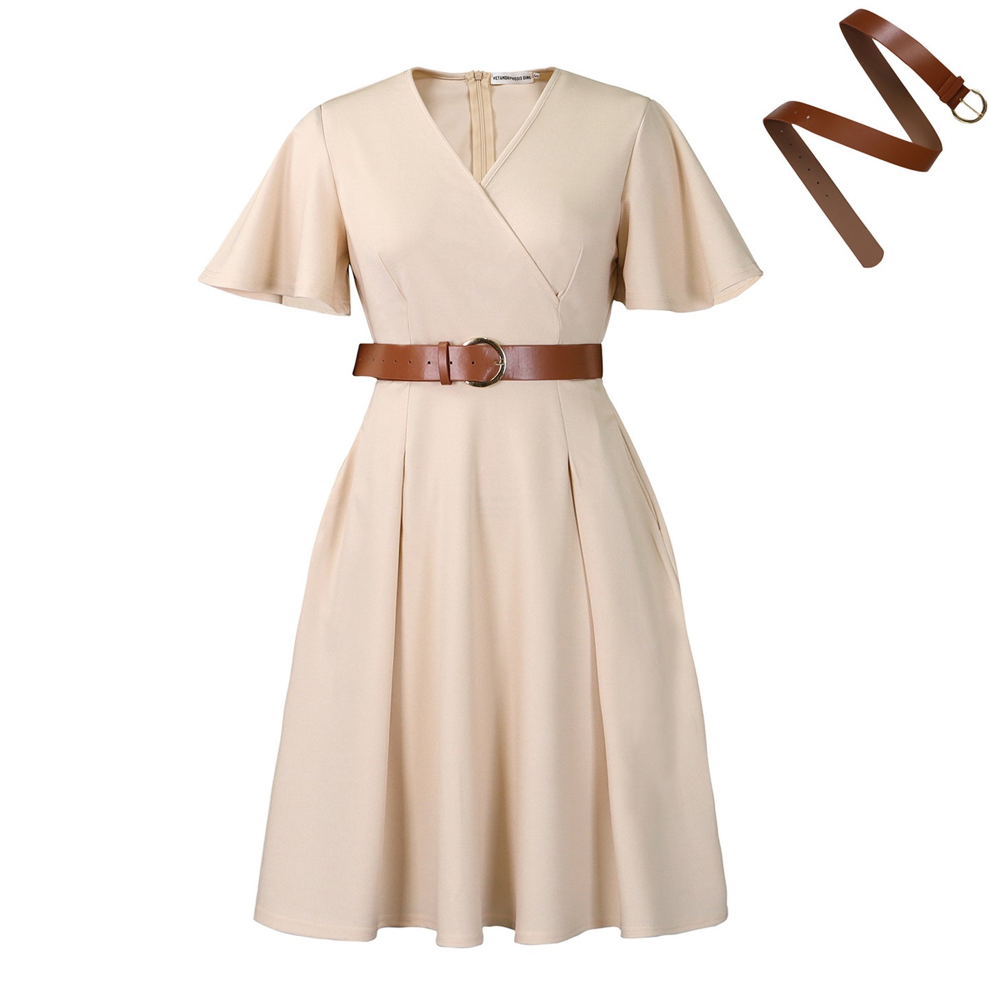 Women's Fashion Elegant Solid Color Flared Sleeves Dress