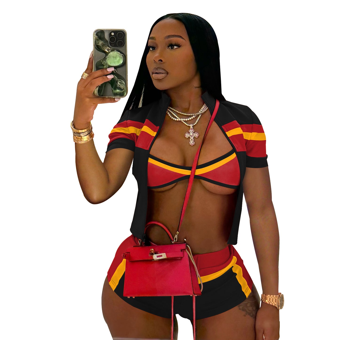Women's Sexy Contrast Color Three-piece Night Club Suits