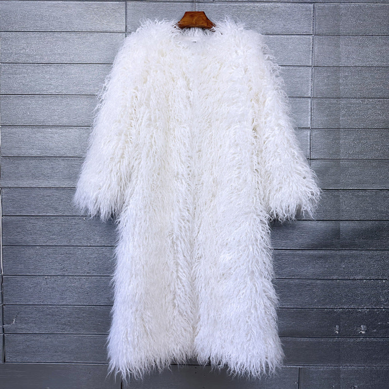 Imitation Tan Wool Extended Furry Color Coats