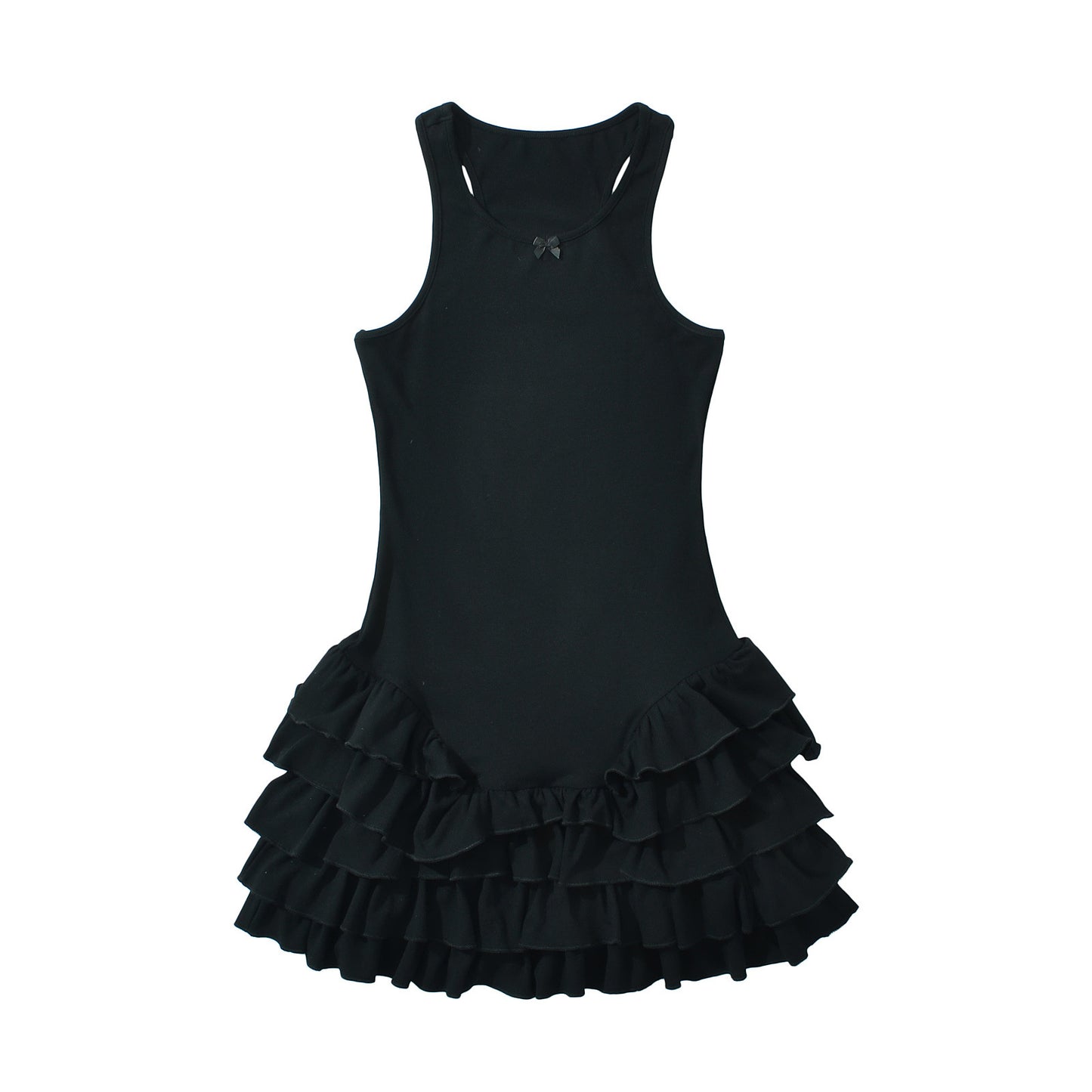 Women's American Round Neck Sleeveless Ruffled Dress Dresses