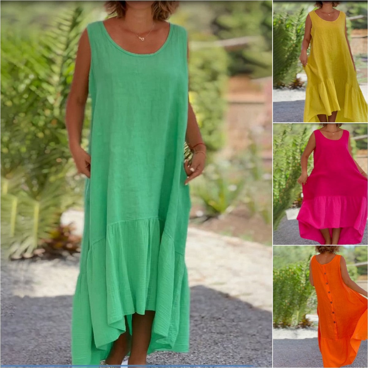 Women's Sweet Round Neck Sleeveless Color Large Clothing